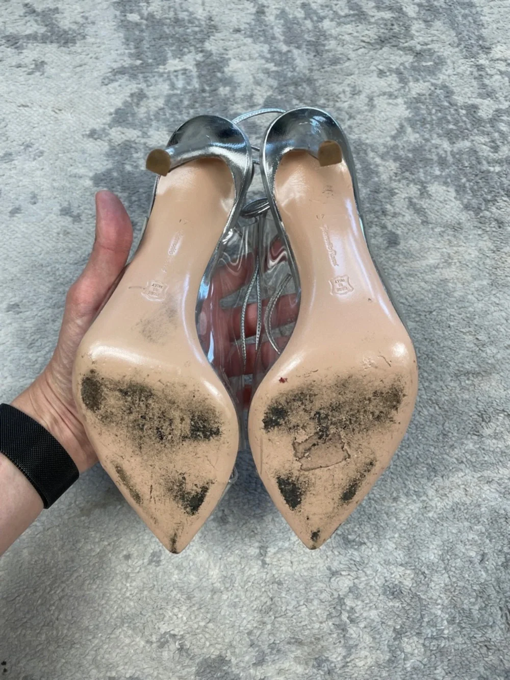 Gianvito Rossi silver plexi